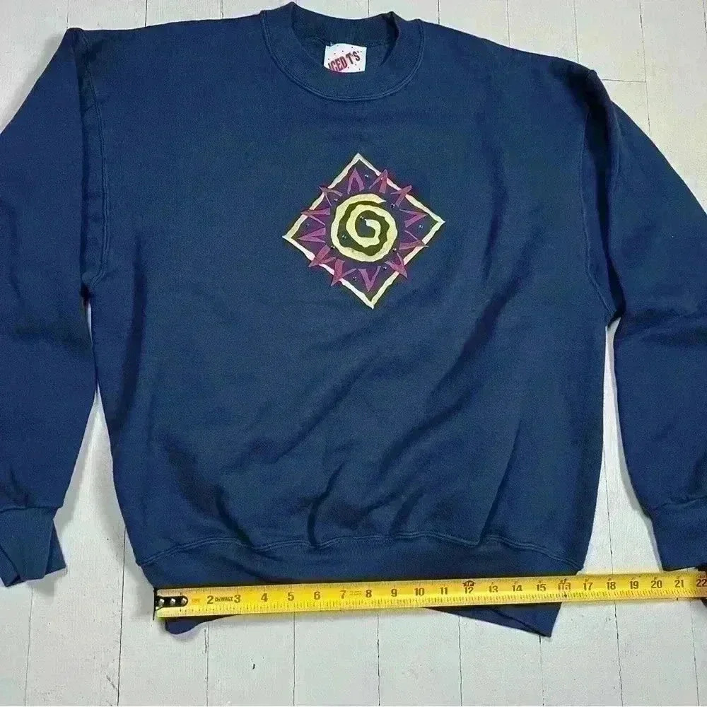 Vintage 90s Navy Sun Iced T’s Embellished and‎ Embroidered  Crewneck Sweatshirt - Picture 7 of 11